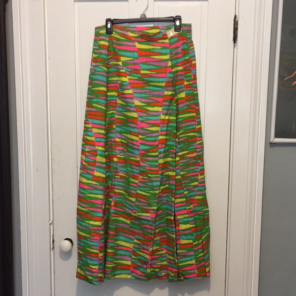 Psychedelic Vintage Handmade Neon Maxi Skirt Large